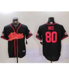 Men San Francisco 49ers 80 Jerry Rice Black With Patch Cool Base Stitched Baseball Jersey 5 Men San Francisco 49ers 80 Jerry Rice Black With Patch Cool Base Stitched Baseball Jersey 5