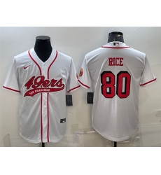 Men San Francisco 49ers 80 Jerry Rice New White With Patch Cool Base Stitched Baseball Jersey Men San Francisco 49ers 80 Jerry Rice New White With Patch Cool Base Stitched Baseball Jersey