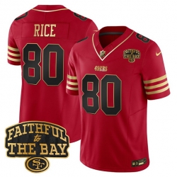 Men San Francisco 49ers 80 Jerry Rice Red 2025 F U S E  Faithful To The Bay Patch Limited V8 Stitched Football Jersey