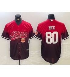 Men San Francisco 49ers 80 Jerry Rice Red Black With Patch Cool Base Stitched Baseball jerseys 1 Men San Francisco 49ers 80 Jerry Rice Red Black With Patch Cool Base Stitched Baseball jerseys 1