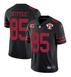Men San Francisco 49ers 85 George Kittle 2021 Black With C Patch 75th Anniversary Vapor Untouchable Limited Stitched jersey Men San Francisco 49ers 85 George Kittle 2021 Black With C Patch 75th Anniversary Vapor Untouchable Limited Stitched jersey