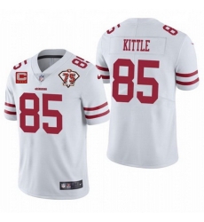 Men San Francisco 49ers 85 George Kittle 2021 White With C Patch 75th Anniversary Vapor Untouchable Limited Stitched jersey Men San Francisco 49ers 85 George Kittle 2021 White With C Patch 75th Anniversary Vapor Untouchable Limited Stitched jersey