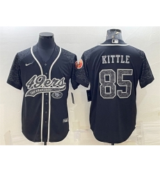 Men San Francisco 49ers 85 George Kittle Black Reflective With Patch Cool Base Stitched Baseball Jersey Men San Francisco 49ers 85 George Kittle Black Reflective With Patch Cool Base Stitched Baseball Jersey