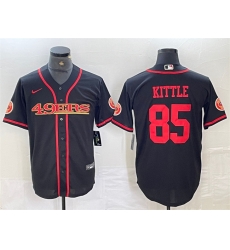 Men San Francisco 49ers 85 George Kittle Black With Patch Cool Base Stitched Baseball Jersey Men San Francisco 49ers 85 George Kittle Black With Patch Cool Base Stitched Baseball Jersey