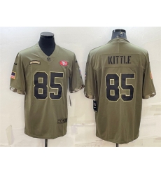 Men San Francisco 49ers 85 George Kittle Olive 2022 Salute To Service Limited Stitched Jersey Men San Francisco 49ers 85 George Kittle Olive 2022 Salute To Service Limited Stitched Jersey