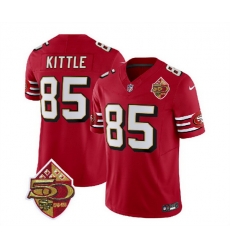 Men San Francisco 49ers 85 George Kittle Red 2023 F U S E 50th Patch Throwback Stitched Football Jersey Men San Francisco 49ers 85 George Kittle Red 2023 F U S E 50th Patch Throwback Stitched Football Jersey