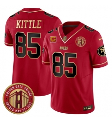 Men San Francisco 49ers 85 George Kittle Red F U S E Golden Gate Bridge With 4 Star C Patch Scarlet Vapor Limited Stitched Football Jersey Men San Francisco 49ers 85 George Kittle Red F U S E Golden Gate Bridge With 4 Star C Patch Scarlet Vapor Limited Stitched Football Jersey
