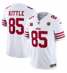 Men San Francisco 49ers 85 George Kittle White 2023 F U S E With 4 Star C Patch And John Madden Patch Vapor Limited Stitched Football Jersey Men San Francisco 49ers 85 George Kittle White 2023 F U S E With 4 Star C Patch And John Madden Patch Vapor Limited Stitched Football Jersey