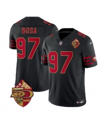 Men San Francisco 49ers 97 Nick Bosa Black 2023 F U S E 50th Patch Vapor Limited Stitched Football Jersey Men San Francisco 49ers 97 Nick Bosa Black 2023 F U S E 50th Patch Vapor Limited Stitched Football Jersey