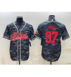 Men San Francisco 49ers 97 Nick Bosa Grey Red Camo With Patch Cool Base Stitched Baseball Jersey