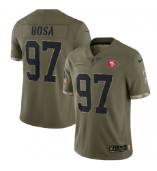 Men San Francisco 49ers 97 Nick Bosa Olive 2022 Salute To Service Limited Stitched Jersey Men San Francisco 49ers 97 Nick Bosa Olive 2022 Salute To Service Limited Stitched Jersey