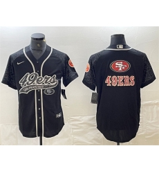 Men San Francisco 49ers Black Reflective Team Big Logo With Patch Cool Base Stitched Baseball Jersey Men San Francisco 49ers Black Reflective Team Big Logo With Patch Cool Base Stitched Baseball Jersey