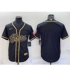 Men San Francisco 49ers Blank Black Gold With Patch Cool Base Stitched Baseball Jersey Men San Francisco 49ers Blank Black Gold With Patch Cool Base Stitched Baseball Jersey