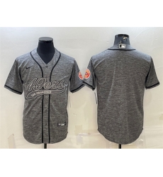 Men San Francisco 49ers Blank Grey With Patch Cool Base Stitched Baseball Jersey Men San Francisco 49ers Blank Grey With Patch Cool Base Stitched Baseball Jersey