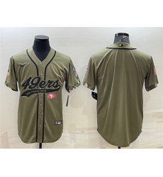 Men San Francisco 49ers Blank Olive Salute To Service Cool Base Stitched Baseball Jersey Men San Francisco 49ers Blank Olive Salute To Service Cool Base Stitched Baseball Jersey