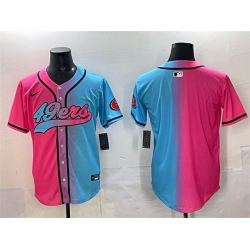 Men San Francisco 49ers Blank Pink Blue Limited Stitched Baseball Jersey