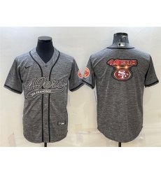 Men San Francisco 49ers Grey Team Big Logo With Patch Cool Base Stitched Baseball Jersey Men San Francisco 49ers Grey Team Big Logo With Patch Cool Base Stitched Baseball Jersey
