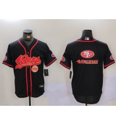 Men San Francisco 49ers Team Big Logo Black With Patch Cool Base Stitched Baseball Jersey 6 Men San Francisco 49ers Team Big Logo Black With Patch Cool Base Stitched Baseball Jersey 6