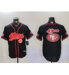 Men San Francisco 49ers Team Big Logo Black With Patch Cool Base Stitched Baseball Jersey 8 Men San Francisco 49ers Team Big Logo Black With Patch Cool Base Stitched Baseball Jersey 8