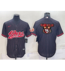 Men San Francisco 49ers Team Big Logo Black With Patch Cool Base Stitched Baseball Jersey Men San Francisco 49ers Team Big Logo Black With Patch Cool Base Stitched Baseball Jersey
