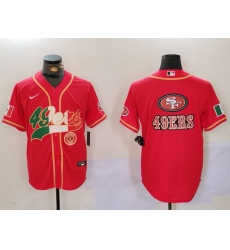 Men San Francisco 49ers Team Big Logo Red With Patch Cool Base Stitched Baseball Jersey 2 Men San Francisco 49ers Team Big Logo Red With Patch Cool Base Stitched Baseball Jersey 2