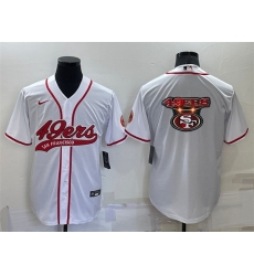 Men San Francisco 49ers White Team Big Logo With Patch Cool Base Stitched Baseball Jersey Men San Francisco 49ers White Team Big Logo With Patch Cool Base Stitched Baseball Jersey
