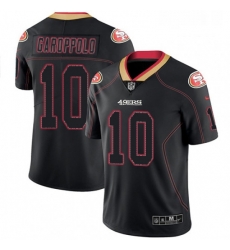 Mens Nike San Francisco 49ers 10 Jimmy Garoppolo Limited Lights Out Black Rush NFL Jersey Mens Nike San Francisco 49ers 10 Jimmy Garoppolo Limited Lights Out Black Rush NFL Jersey