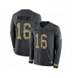 Mens Nike San Francisco 49ers 16 Joe Montana Limited Black Salute to Service Therma Long Sleeve NFL Jersey Mens Nike San Francisco 49ers 16 Joe Montana Limited Black Salute to Service Therma Long Sleeve NFL Jersey