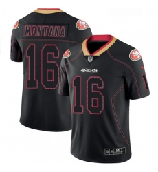Mens Nike San Francisco 49ers 16 Joe Montana Limited Lights Out Black Rush NFL Jersey Mens Nike San Francisco 49ers 16 Joe Montana Limited Lights Out Black Rush NFL Jersey