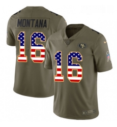 Mens Nike San Francisco 49ers 16 Joe Montana Limited OliveUSA Flag 2017 Salute to Service NFL Jersey Mens Nike San Francisco 49ers 16 Joe Montana Limited OliveUSA Flag 2017 Salute to Service NFL Jersey