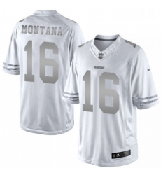 Mens Nike San Francisco 49ers 16 Joe Montana Limited White Platinum NFL Jersey Mens Nike San Francisco 49ers 16 Joe Montana Limited White Platinum NFL Jersey