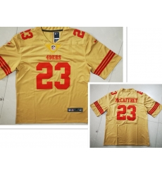 Men's San Francisco 49ers #23 Christian McCaffrey Gold NEW 2022 Inverted Legend Stitched NFL Nike Limited Jersey Men's San Francisco 49ers #23 Christian McCaffrey Gold NEW 2022 Inverted Legend Stitched NFL Nike Limited Jersey