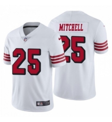 Men's San Francisco 49ers #25 Eli Mitchell Throwback White Vapor Untouchable Limited Jersey Men's San Francisco 49ers #25 Eli Mitchell Throwback White Vapor Untouchable Limited Jersey