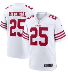 Men's San Francisco 49ers #25 Eli Mitchell White Vapor Untouchable Limited Jersey Men's San Francisco 49ers #25 Eli Mitchell White Vapor Untouchable Limited Jersey