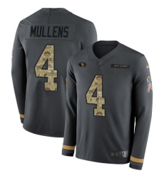 Nike 49ers 4 Nick Mullens Anthracite Salute to Service Men s Stitched NFL Limited Therma Long Sleeve Jersey Nike 49ers 4 Nick Mullens Anthracite Salute to Service Men s Stitched NFL Limited Therma Long Sleeve Jersey