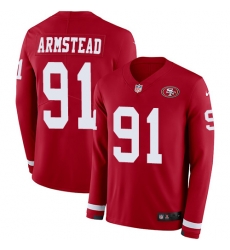 Nike 49ers #91 Arik Armstead Red Team Color Men Stitched NFL Limited Therma Long Sleeve Jersey Nike 49ers #91 Arik Armstead Red Team Color Men Stitched NFL Limited Therma Long Sleeve Jersey