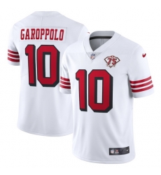 Nike San Francisco 49ers 10 Jimmy Garoppolo White Rush Men 75th Anniversary Stitched NFL Vapor Untouchable Limited Jersey Nike San Francisco 49ers 10 Jimmy Garoppolo White Rush Men 75th Anniversary Stitched NFL Vapor Untouchable Limited Jersey