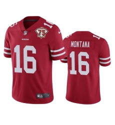 Nike San Francisco 49ers 16 Joe Montana Red Men 75th Anniversary Stitched NFL Vapor Untouchable Limited Jersey Nike San Francisco 49ers 16 Joe Montana Red Men 75th Anniversary Stitched NFL Vapor Untouchable Limited Jersey