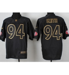 Nike San Francisco 49ers 94 Justin Smith Black Elite PRO Gold Lettering Fashion NFL Jersey Nike San Francisco 49ers 94 Justin Smith Black Elite PRO Gold Lettering Fashion NFL Jersey