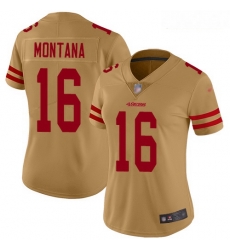 49ers #16 Joe Montana Gold Women Stitched Football Limited Inverted Legend Jersey 49ers #16 Joe Montana Gold Women Stitched Football Limited Inverted Legend Jersey