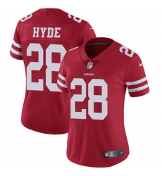 Nike 49ers #28 Carlos Hyde Red Team Color Womens Stitched NFL Vapor Untouchable Limited Jersey Nike 49ers #28 Carlos Hyde Red Team Color Womens Stitched NFL Vapor Untouchable Limited Jersey