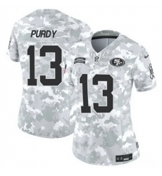 Women San Francisco 49ers 13 Brock Purdy 2024 F U S E Arctic Camo Salute To Service Limited Stitched Jersey Women San Francisco 49ers 13 Brock Purdy 2024 F U S E Arctic Camo Salute To Service Limited Stitched Jersey