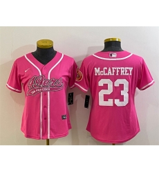 Women San Francisco 49ers 23 Christian McCaffrey Pink With Patch Cool Base Stitched Baseball Jersey Women San Francisco 49ers 23 Christian McCaffrey Pink With Patch Cool Base Stitched Baseball Jersey