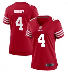 Women San Francisco 49ers 4 Jake Moody Red Stitched Jersey Run Small Women San Francisco 49ers 4 Jake Moody Red Stitched Jersey Run Small
