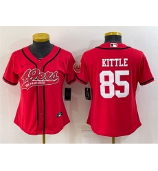 Women San Francisco 49ers 85 George Kittle Red With Patch Cool Base Stitched Baseball Jersey Women San Francisco 49ers 85 George Kittle Red With Patch Cool Base Stitched Baseball Jersey