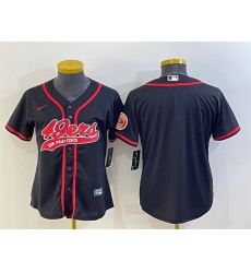 Women San Francisco 49ers Blank Black With Patch Cool Base Stitched Baseball Jersey Women San Francisco 49ers Blank Black With Patch Cool Base Stitched Baseball Jersey