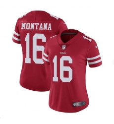 Women San Francisco 49ers Joe Montana #16 Limited Player Red Jersey Women San Francisco 49ers Joe Montana #16 Limited Player Red Jersey