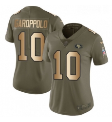 Womens Nike San Francisco 49ers 10 Jimmy Garoppolo Limited OliveGold 2017 Salute to Service NFL Jersey Womens Nike San Francisco 49ers 10 Jimmy Garoppolo Limited OliveGold 2017 Salute to Service NFL Jersey
