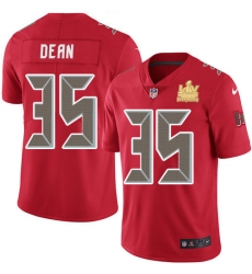 Men Nike Tampa Bay Buccaneers 35 Jamel Dean Red Men Super Bowl LV Champions Patch Stitched NFL Limited Rush Jersey Men Nike Tampa Bay Buccaneers 35 Jamel Dean Red Men Super Bowl LV Champions Patch Stitched NFL Limited Rush Jersey