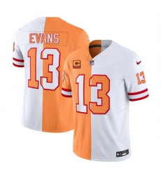 Men Tampa Bay Buccaneers 13 Mike Evans 2023 F U S E White Gold With 4 Star C Patch Split Throwback Limited Stitched Jersey Men Tampa Bay Buccaneers 13 Mike Evans 2023 F U S E White Gold With 4 Star C Patch Split Throwback Limited Stitched Jersey